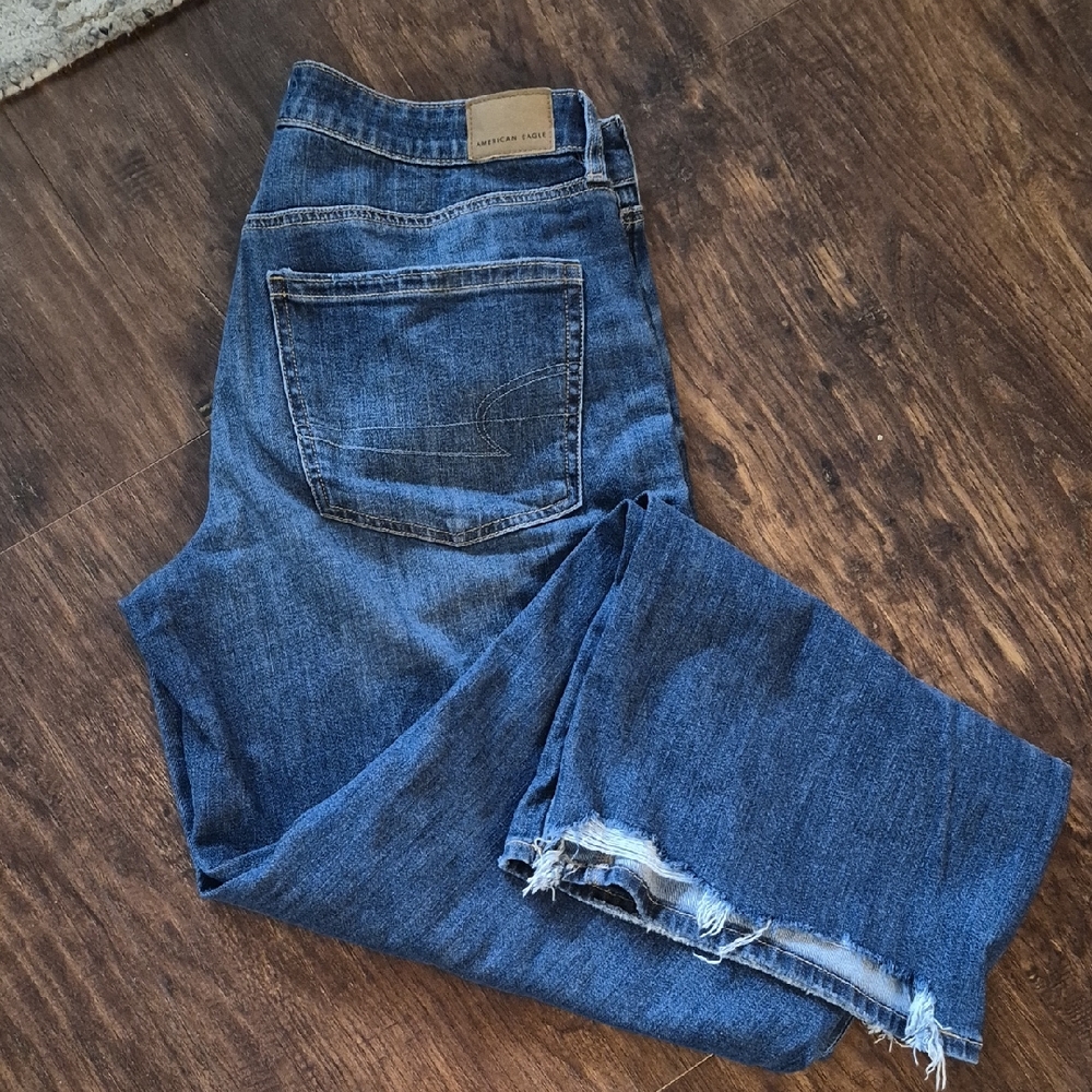 American Eagle Outfitters Low Rise Baggy  Dark Blue Americana Wash 6 Long Jeans